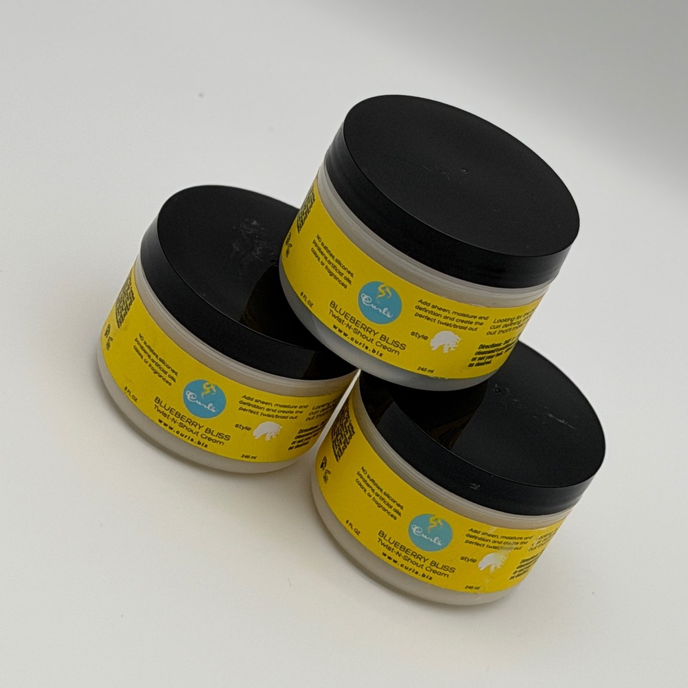 Curls Blueberry‎ Bliss Twist-N-Shout Cream 8oz 3 Pack Hair Styling Styler